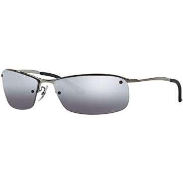 Ray-Ban Men's RB3183 Rectangular Sunglasses, Gunmetal/Polarized Grey Mirrored Gradient Silver, 63 mm