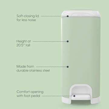 Diaper Genie Select Pail - Stainless Steel, 165 Diaper Capacity