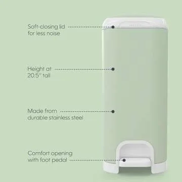 Diaper Genie Select Pail - Stainless Steel, 165 Diaper Capacity