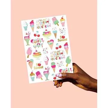 xo, Fetti Ice Cream Birthday Party Temporary Tattoos for Kids - 56 Glitter Styles | Dessert, Sweet B...