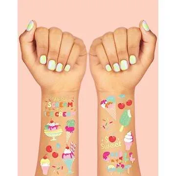 xo, Fetti Ice Cream Temporary Tattoos - 56 Fun Designs