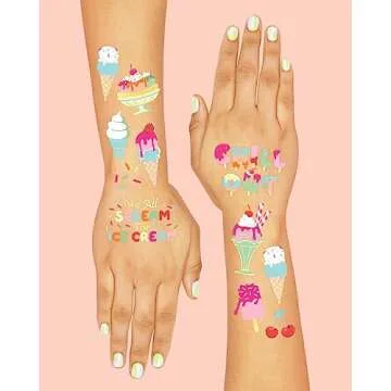 xo, Fetti Ice Cream Temporary Tattoos - 56 Fun Designs