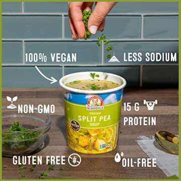 Dr. McDougall's Vegan Split Pea Soup - Low Sodium Instant Noodle Cup Pack