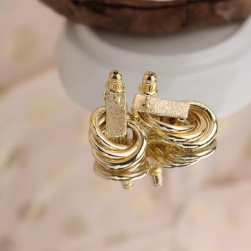 Gold Knot Stud Earrings Elegant Lightweight Gift for Her
