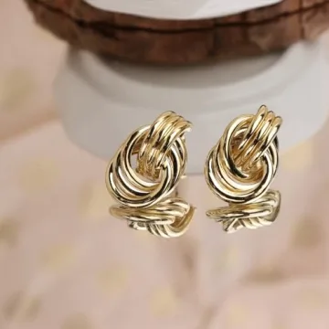 Gold Knot Stud Earrings Elegant Lightweight Gift for Her