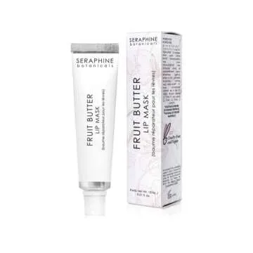 Seraphine Botanicals Fruit Butter Restorative Lip Mask Overnight Gel Balm Repair Dry, Chapped Lips Instant Hydration, Softness & Elasticity with Shea Butter & Apricot Kernel Oil Dewy Finish 0.51oz