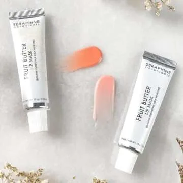 Seraphine Botanicals Fruit Butter Restorative Lip Mask Overnight Gel Balm Repair Dry, Chapped Lips Instant Hydration, Softness & Elasticity with Shea Butter & Apricot Kernel Oil Dewy Finish 0.51oz