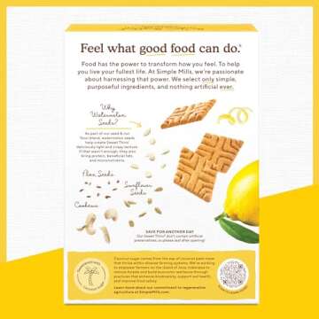 Simple Mills Lemon Seed & Nut Flour Sweet Thins, Paleo Friendly & Delicious Sweet Thin Cookies, Good for Snacks, Nutrient Dense, 4.25 oz (Pack of 1)