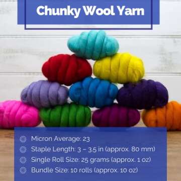 Revolution Fibers | Mixed Merino Wool Variety Pack | Perfect Wool Roving for Spinning, Needle Felting, Wet Felting, Weaving and Crafting (Beautiful Brights (Multicolored), 250 Grams)