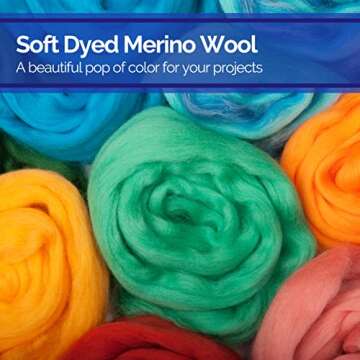 Revolution Fibers | Mixed Merino Wool Variety Pack | Perfect Wool Roving for Spinning, Needle Felting, Wet Felting, Weaving and Crafting (Beautiful Brights (Multicolored), 250 Grams)