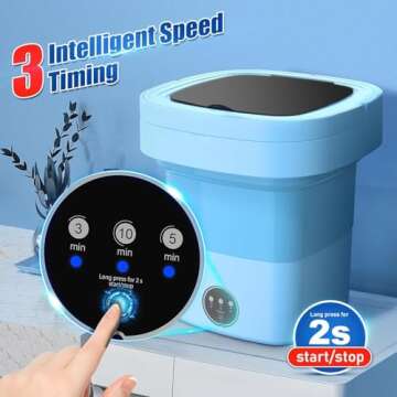 Folding Washing Machine, 11L Mini Washing Machine with 3 Cleaning Modes, Suitable for Baby Clothes, ...