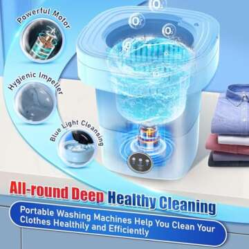 Folding Washing Machine, 11L Mini Washer for Travel & Home