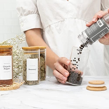 12 Eco-Friendly Bamboo Lid Spice Jar Set