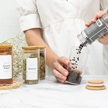 12 Eco-Friendly Bamboo Lid Spice Jar Set