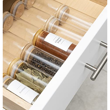 12 Eco-Friendly Bamboo Lid Spice Jar Set