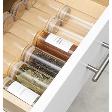 12 Eco-Friendly Bamboo Lid Spice Jar Set