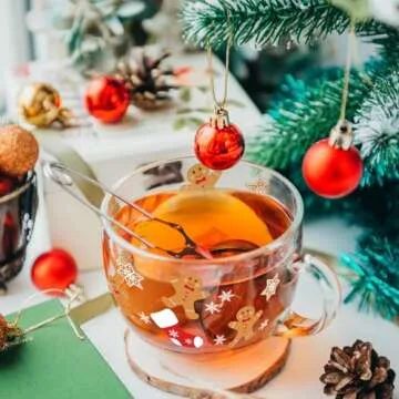 Sliner 6 Pcs Christmas Glass Coffee Mugs with Handle, 16 oz Clear Irish Coffee Mugs Footed Irish Cof...