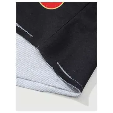 GORGLITTER Men's Graphic Hoodies Y2K Ripped Long Sleeve Hooded Sweatshirt Black Large