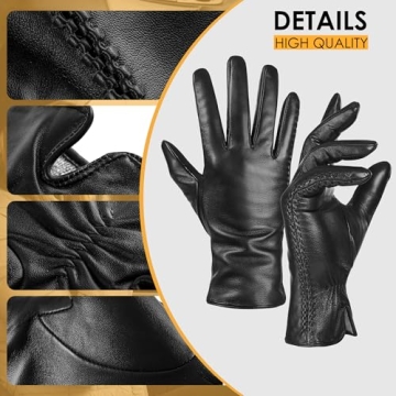 Genuine Sheepskin Leather Touchscreen Gloves for Winter