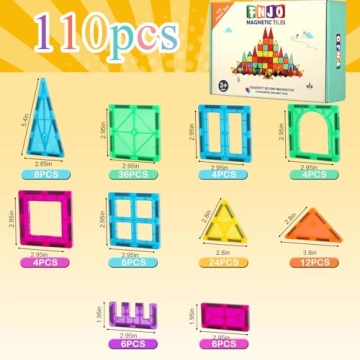 FNJO Magnetic Tiles 110PCS Building Set - Creative STEM Toy
