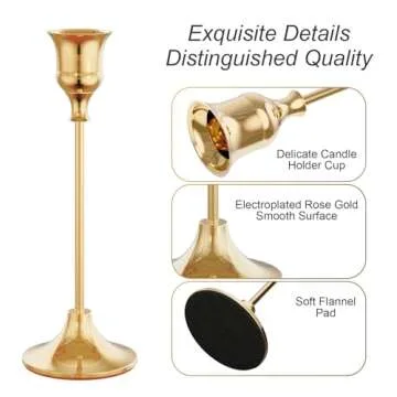 NLBTW 6 French Gold Candle Holders for Elegant Taper Displays