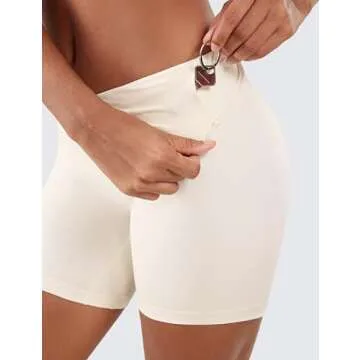 CRZ YOGA Women's Naked Feeling Biker Shorts - 6 Inches High Waist Yoga Workout Running Gym Spandex White Apricot Small