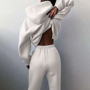 HGps8w Womens Hoodies Tracksuit, Casual Long Sleeve Pullover Sweatshirt with Matching Joggers Sweatpants 2 Piece Workout Sets