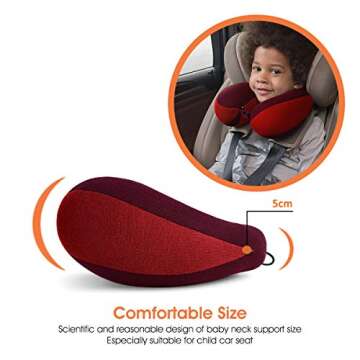 INFANZIA Kids Chin Supporting Travel Neck Pillow, Helps Support Head and Neck, Comfortably Designed for Head, Neck, and Chin Support - Gifts for Toddler/Child/Kids, Red