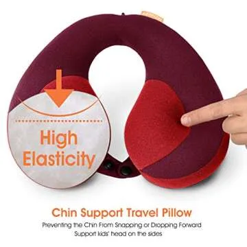 INFANZIA Kids Chin Supporting Travel Neck Pillow, Helps Support Head and Neck, Comfortably Designed for Head, Neck, and Chin Support - Gifts for Toddler/Child/Kids, Red