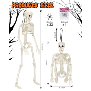 5 Pack Halloween Skeletons with Spiders & Cobwebs