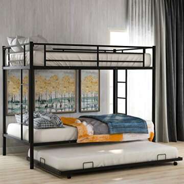 Harper & Bright Designs Metal Twin Over Twin Bunk Beds with Trundle Bed Twin Bunk Beds for Kids No B...