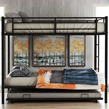 Harper & Bright Designs Metal Twin Over Twin Bunk Beds with Trundle Bed Twin Bunk Beds for Kids No Box Spring Required