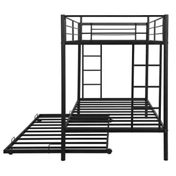 Harper & Bright Designs Metal Twin Over Twin Bunk Beds with Trundle Bed Twin Bunk Beds for Kids No Box Spring Required
