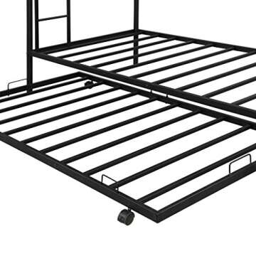 Harper & Bright Designs Metal Twin Over Twin Bunk Beds with Trundle Bed Twin Bunk Beds for Kids No Box Spring Required