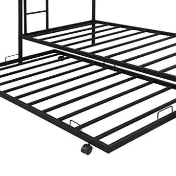 Harper & Bright Designs Metal Twin Over Twin Bunk Beds with Trundle Bed Twin Bunk Beds for Kids No Box Spring Required