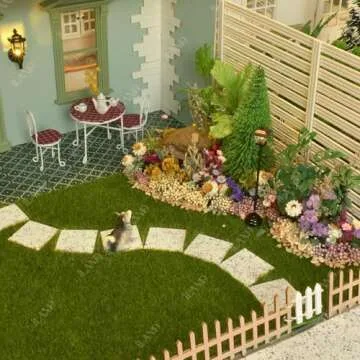 iLAND Dollhouse Flooring on 1/12 Scale 1/6 Scale, Miniature Dollhouse Accessories, 60pcs Double-Sided Dollhouse Floor Tiles (Advanced French Green Floral & Colorful Terrazzo)