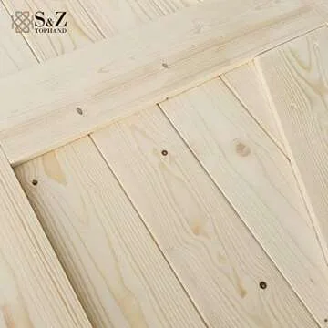 S&Z TOPHAND 38 in. x 84 in. Unfinished British Brace Knotty Barn Door with 6.6FT Sliding Door Hardware Kit/Solid Wood/Sliding Door/Double Surfaces/A Simple Assembly is Required (38, Door+J Shape)