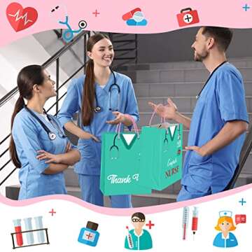 BIZIBAFF Congrats Nurses Gift Bag - 13" with Tissue Paper & Handles for Grad Party Favors
