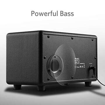 Home Speaker with Premium Audio | Rich Bass, Rotary Dial for Volume Control | Toggle Switch, Wireless Bluetooth & 3.5mm Aux Input for Turntable | Record Player, AC Powered (Upgraded Version)