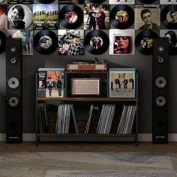 Home Speaker with Premium Audio | Rich Bass, Rotary Dial for Volume Control | Toggle Switch, Wireless Bluetooth & 3.5mm Aux Input for Turntable | Record Player, AC Powered (Upgraded Version)