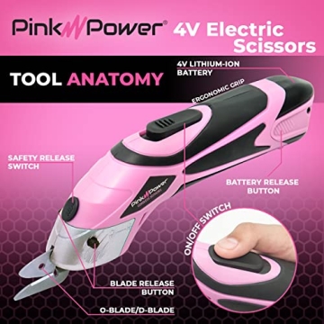 Pink Power Cordless Electric Scissors for Crafts & More