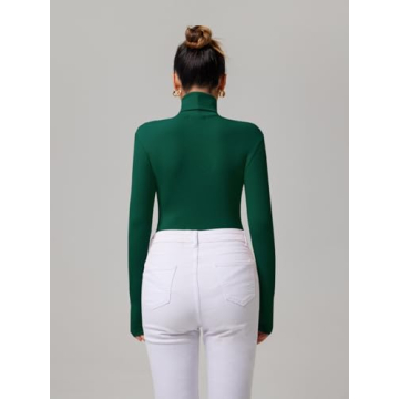 Chic REORIA Women's Turtleneck Bodysuit - Soft & Stretchy
