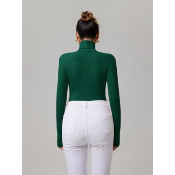 Chic REORIA Women's Turtleneck Bodysuit - Soft & Stretchy