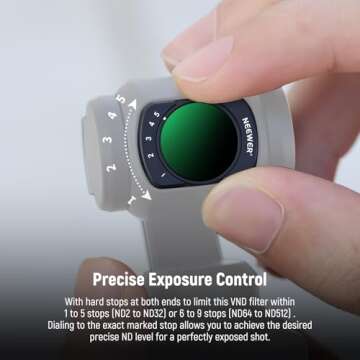 NEEWER Variable ND2-ND32 & ND64-ND512 Kit Compatible with DJI Osmo Pocket 3 Creator Combo Accessories, Limited Stops Neutral Density Filters, 2 Screen Protectors, Action Camera Accessories