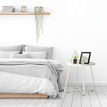 danpinera Outdoor Side Tables, Weather Resistant Steel Patio Side Table, Small Round Outdoor End Tab...