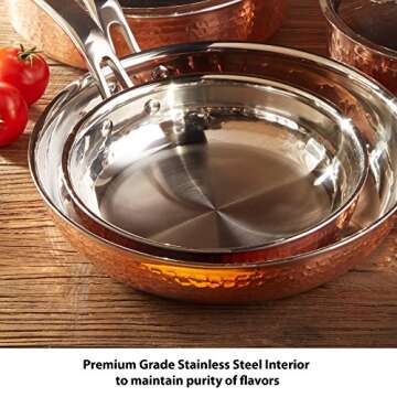 Lagostina Martellata Hammered Copper Cookware Set 10 Piece Copper and Silver