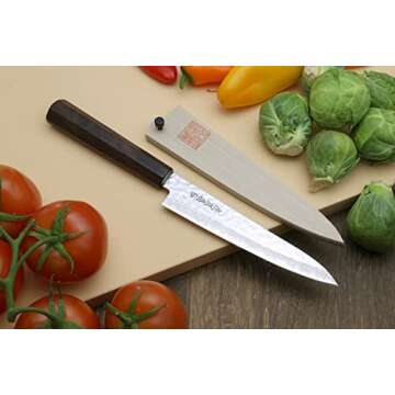 Yoshihiro 46 Layers VG10 Hammered Damascus Petty Japanese Utility Knife Rosewood Handle (6"(150mm))