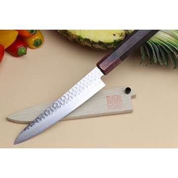 Yoshihiro 46 Layers VG10 Hammered Damascus Petty Japanese Utility Knife Rosewood Handle (6"(150mm))
