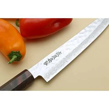 Yoshihiro 46 Layers VG10 Hammered Damascus Petty Japanese Utility Knife Rosewood Handle (6"(150mm))