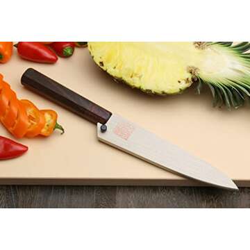 Yoshihiro 46 Layers VG10 Hammered Damascus Petty Japanese Utility Knife Rosewood Handle (6"(150mm))